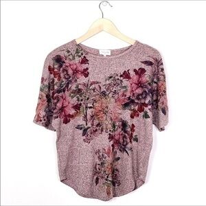 VTG Siren Lily petit top Fairycore‎ floral knit Dolman short sleeve tight knit S